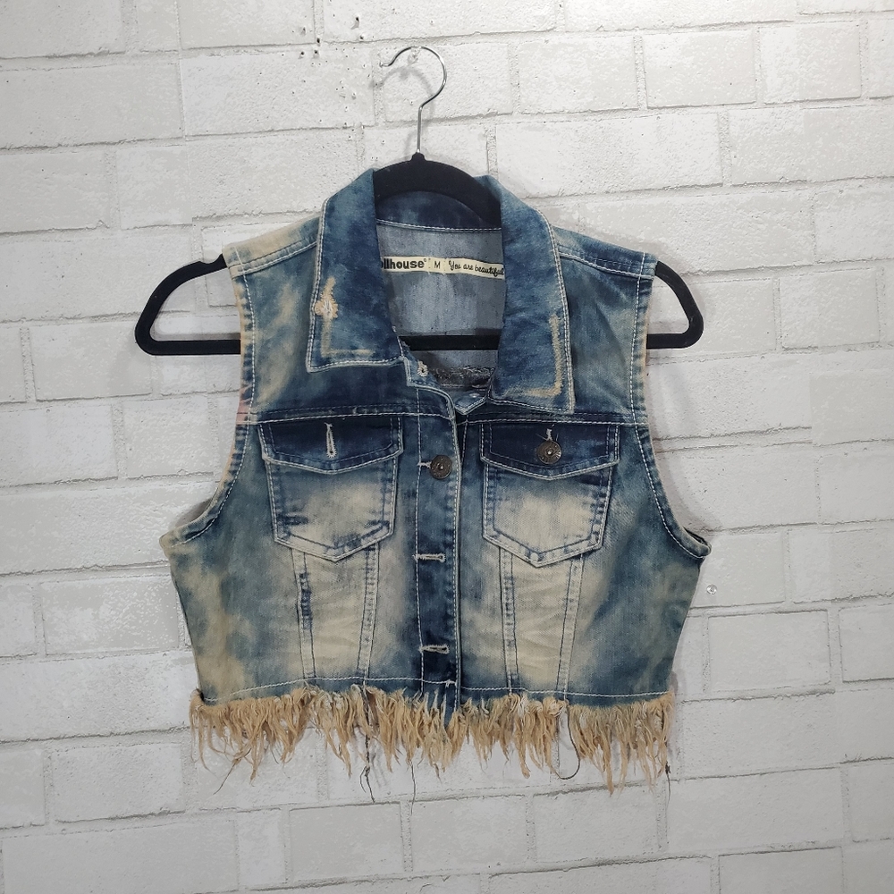 Dollhouse cute jean fringe vest